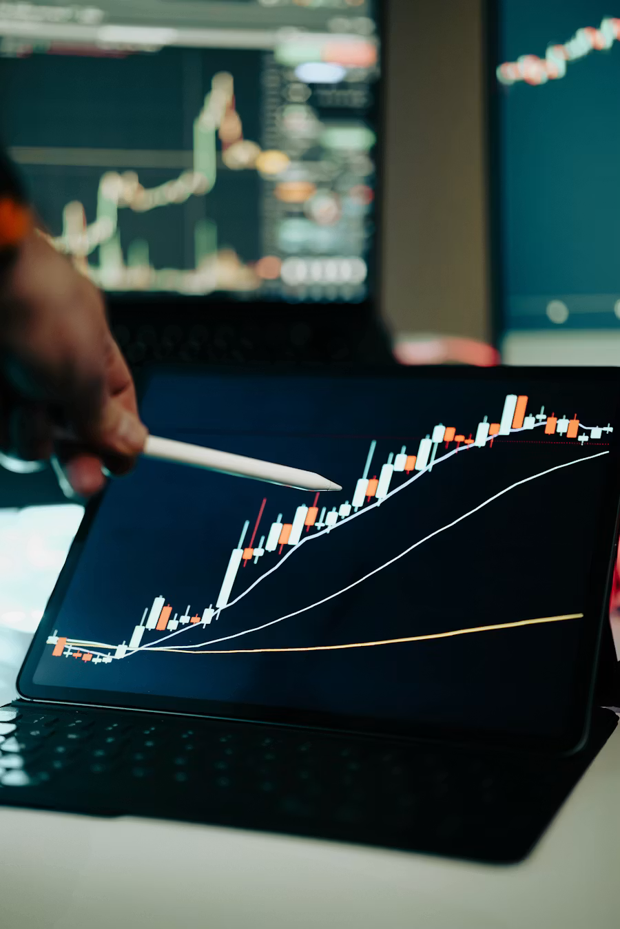 Trading chart on a screen